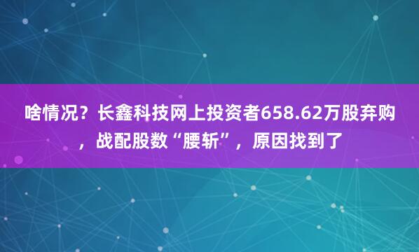 啥情况？长鑫科技网上投资者658.62万股弃购，战配股数“腰斩”，原因找到了