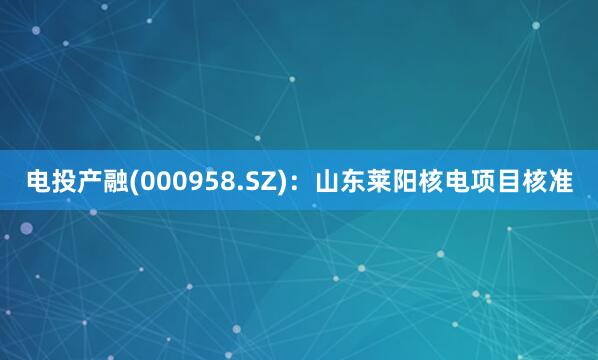 电投产融(000958.SZ):山东莱阳核电项目核准