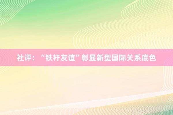 社评：“铁杆友谊”彰显新型国际关系底色