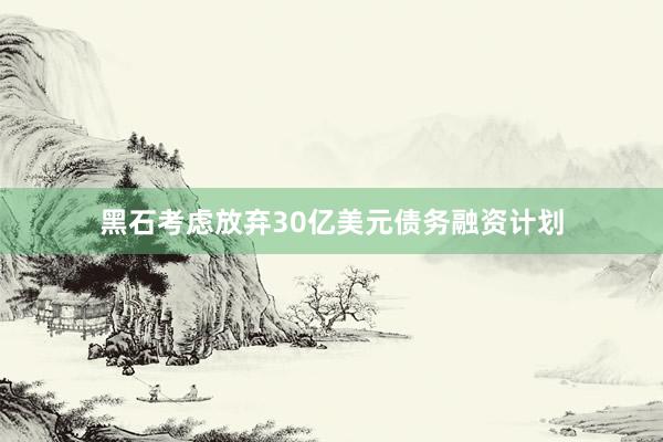 黑石考虑放弃30亿美元债务融资计划