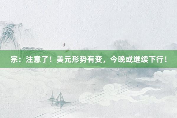 宗：注意了！美元形势有变，今晚或继续下行！