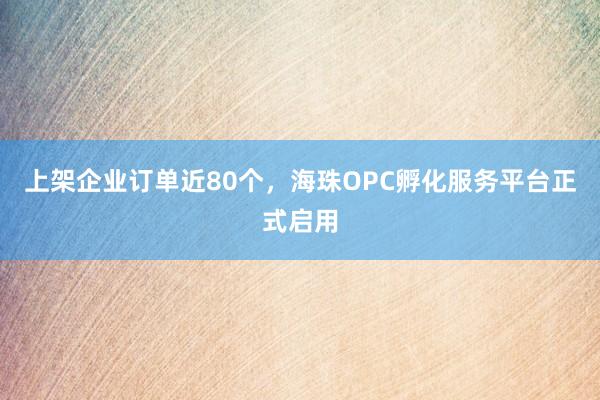 上架企业订单近80个，海珠OPC孵化服务平台正式启用