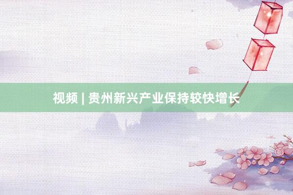 视频 | 贵州新兴产业保持较快增长