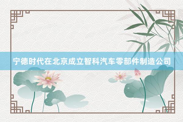 宁德时代在北京成立智科汽车零部件制造公司