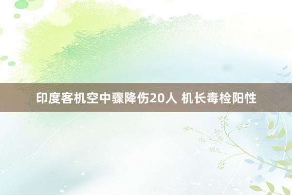 印度客机空中骤降伤20人 机长毒检阳性