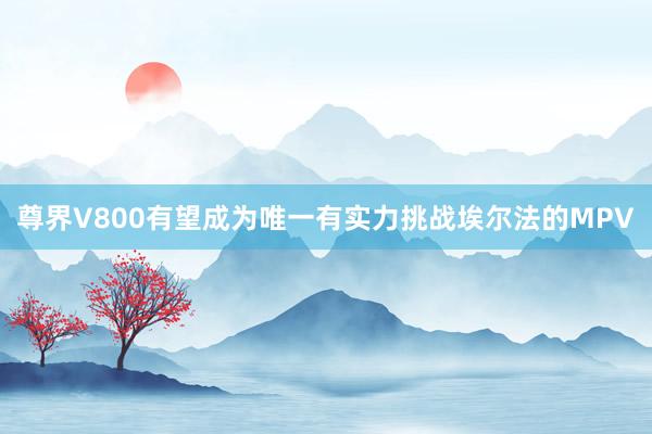 尊界V800有望成为唯一有实力挑战埃尔法的MPV