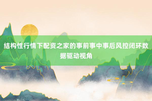 结构性行情下配资之家的事前事中事后风控闭环数据驱动视角