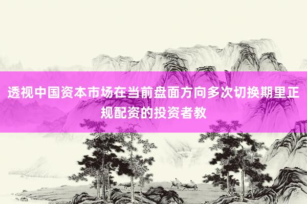 透视中国资本市场在当前盘面方向多次切换期里正规配资的投资者教