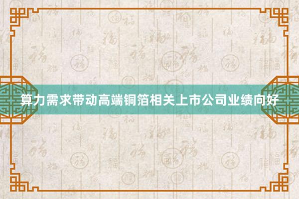 算力需求带动高端铜箔相关上市公司业绩向好