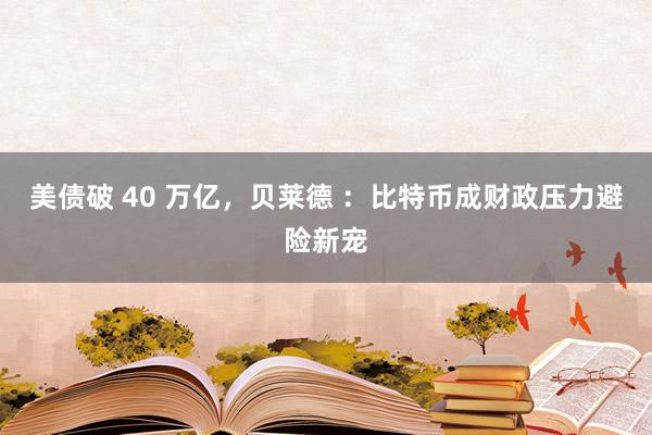 美债破 40 万亿，贝莱德 ：比特币成财政压力避险新宠
