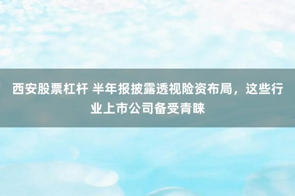 西安股票杠杆 半年报披露透视险资布局，这些行业上市公司备受青睐