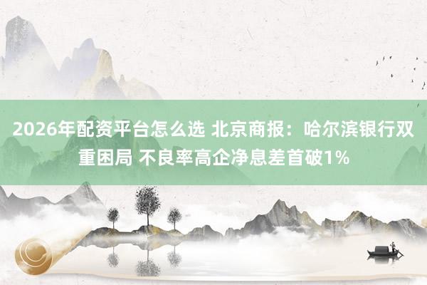 2026年配资平台怎么选 北京商报：哈尔滨银行双重困局 不良率高企净息差首破1%
