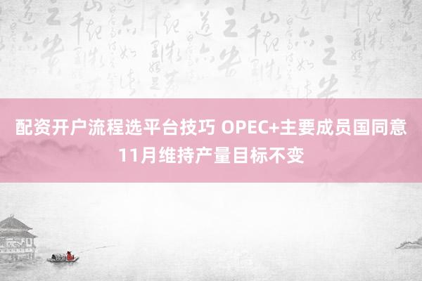 配资开户流程选平台技巧 OPEC+主要成员国同意11月维持产量目标不变