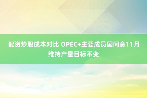 配资炒股成本对比 OPEC+主要成员国同意11月维持产量目标不变
