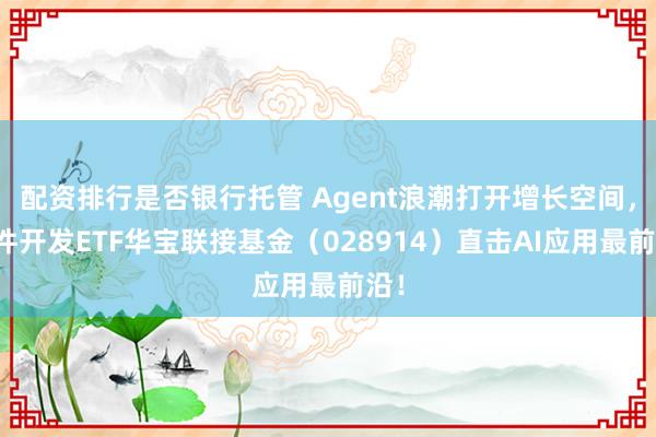 配资排行是否银行托管 Agent浪潮打开增长空间，软件开发ETF华宝联接基金（028914）直击AI应用最前沿！