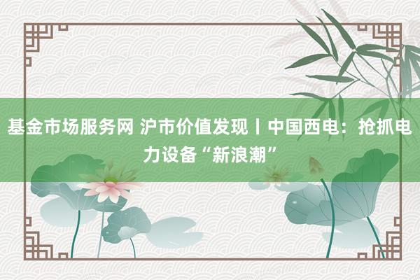 基金市场服务网 沪市价值发现丨中国西电：抢抓电力设备“新浪潮”