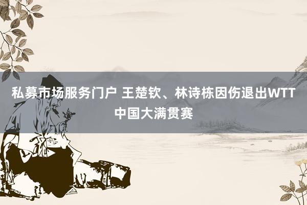 私募市场服务门户 王楚钦、林诗栋因伤退出WTT中国大满贯赛